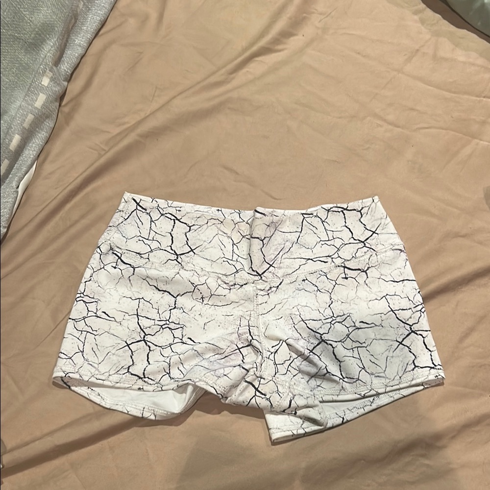Women's White Crackle Pattern Shorts